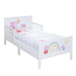 Lit enfant 2 - 7 ans avec barri�res de protection + parure de lit roba peppa pig - blanc - 70x140 cm