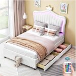 Lit enfant avec 2 tiroirs de rangement et lampes led lit cabane enfants 90 x 200 cm 1 personne pu blancs ... Lit enfant avec 2 tiroirs de rangement et lampes led lit cabane enfants 90 x 200 cm 1 personne pu blancs ...