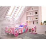 Lit enfant 70x140 cm - lit simple fille - avec matelas et sommier � lattes - lit cal�che - motif princesse ...