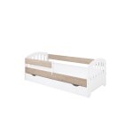 Lit enfant 80x160 cm matelas inclus - lit simple avec barri�re de s�curit� et tiroir - sommier � lattes ...