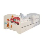 Lit enfant 80x160 cm - matelas inclus - lit simple avec tiroir de rangement et barrire de lit - structure ...