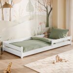 Lit enfant 80x160 cm - lit au sol - lit avec barrire de scurit & sommier - lit montessori - lit simple ...