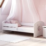 Lit enfant luk 80x160 cm + sommier + matelas avec barri�re de s�curit� ? avec illustration de princesse ...