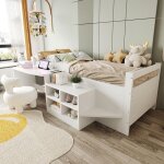 Lit enfant 90200 cm combin blanc en bois avec rangement bureau lit simple