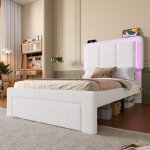 Lit capitonn� enfant 90x190 cm lit coffre hydraulique lit rembourr� en velours avec rangement et sommier ...