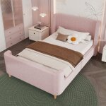 Lit enfant 90 x 200 cm lit simple rembourr lit bateau pour garons et filles - rose