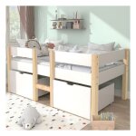 Lit enfant 90 x 200 cm avec tiroir et barrire de scurit lit simple lit 1 personne pin massif chne ...