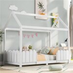 Lit enfant 90 x 200cm pour garons et filles - avec dispositif anti - chute et cadre  lattes ? blanc(sans ...