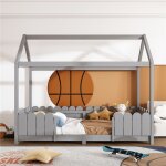 Lit enfant 90 x 200cm pour garons et filles - avec dispositif anti - chute et cadre  lattes ? gris ...