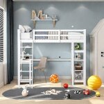 Lit enfant 90x 200cm lit mezzanine cadre de lit avec rangement lit adolescent avec plateau de bureau ... Lit enfant 90x 200cm lit mezzanine cadre de lit avec rangement lit adolescent avec plateau de bureau ...