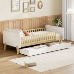 Lit enfant 90x190 bois massif blanc - 2 tiroirs - sommier lattes inclus - literie simple - sans matelas ...