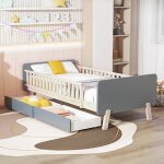 Lit enfant lit 90x190 cm avec 2 tiroirs - lit simple gar�on / fille avec sommier � lattes - bois massif ...