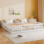 Lit enfant 90x200 cm - blanc - bois de pin - barrires de scurit - design minimaliste - 2 places lit combine ... Lit enfant 90x200 cm - blanc - bois de pin - barrires de scurit - design minimaliste - 2 places lit combine ...