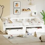 Lit enfant 90x200 cm en bois massif avec 2 tiroirs canap lit lit banquette lit gigogne 90x200 cm sommier ...