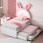 Lit enfant lit 90x200 cm canap� - lit avec lit gigogne tiroir de rangement et lumi�re led beige