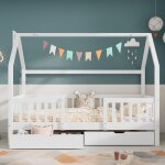 Lit enfant 90x200 cm avec deux tiroirs de rangement lit simple avec sommier à lattes robuste lit 1 personne ... Lit enfant 90x200 cm avec deux tiroirs de rangement lit simple avec sommier à lattes robuste lit 1 personne ...