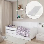 Lit enfant 90x200 cm avec matelas et sommier - avec tiroir de rangement - lit fille avec barrire de ...