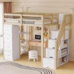 Lit enfant mezzanine 90x200 cm - jaerliub - bois dorigine - 1 place - avec tiroirs - contemporain Lit enfant mezzanine 90x200 cm - jaerliub - bois dorigine - 1 place - avec tiroirs - contemporain
