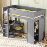 Lit enfant 90x200 cm lit mezzanine 1 place 1 personne lit surlev multifonctionnel avec armoire bureau ...