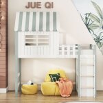 Lit enfant 90x200cm haut / bas maison toit échelle sécurité rangement bois massif sommier lattes vert ... Lit enfant 90x200cm haut / bas maison toit échelle sécurité rangement bois massif sommier lattes vert ...