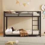 Lit superpos� enfant m�tal 90x200 noir - 2 places sommier � lattes sans matelas