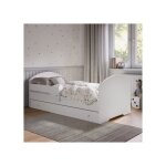 Lit enfant blanc 70x140 luk avec barri�re sommier et tiroir ? lit fille et gar�on