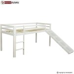 Lit enfant - blanc - 90x200 - avec chelle et toboggan - bois -  monter soi - mme