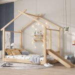 Lit pour enfant en bois 90 x 200 cm avec toboggan lit de sol avec tableau blanc pour chambre denfant ...