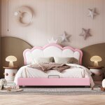 Lit enfant lit cabane enfant avec sommier cadre de lit denfant 140 x 200 cm rose couronne