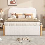 Lit enfant lit double 140x200 cm lit capitonné avec lit gigogne - sweiko - blanc Lit enfant lit double 140x200 cm lit capitonné avec lit gigogne - sweiko - blanc