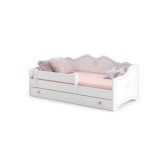 Lit enfant - emma - 70x140 - blanc / rose - avec matelas sommier et tiroir