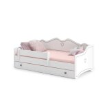 Lit enfant - emma - 70x140 - avec matelas sommier et tiroir - blanc / gris