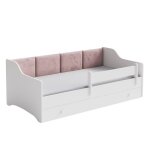 Lit enfant eryk 80x160 avec panneaux rembourr�s avec matelas + sommier + tiroir