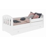 Lit enfant felix 80x160 avec matelas sommier et tiroir barri�re de s�curit� blanc