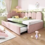 Lit enfant fille 90x200 lit gigogne avec lit roulant escamotable 90x190 cm design couronne et grillage ...