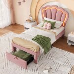 Lit enfant led lit simple 90 x 190 cm avec cadre de lit avec sommier  lattes et tte de lit rglable ...