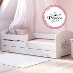 Lit pour enfant luk ? blanc 160?x?80?cm avec barrière tiroir et matelas ? avec linscription petite princesse ... Lit pour enfant luk ? blanc 160?x?80?cm avec barrière tiroir et matelas ? avec linscription petite princesse ...