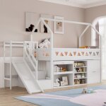 Lit enfant lit mezzanine 90 * 200cm avec toboggan et escalier tiroirs et rangements porte magnétique ... Lit enfant lit mezzanine 90 * 200cm avec toboggan et escalier tiroirs et rangements porte magnétique ...