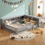 Lit enfant rembourr� 140 x 190 cm avec port usb lit double avec sommier � lattes cadre de lit adulte ...