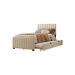 Lit gigogne 90 x 190 cm lit enfant rembourr� lit simple lit adolescent tissu velours doux pour la peau ...