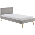 Lit enfant scandinave tissu gris clair - sommier inclus - l 90 x l 190 cm Lit enfant scandinave tissu gris clair - sommier inclus - l 90 x l 190 cm