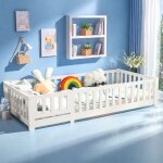 Lit enfant lit au sol 90x200 ? lit simple ? avec barri�re de s�curit� ? cadre de lit en bois avec sommier ...