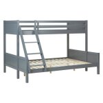 Lit superposé - enfant - 3 couchages - bois gris - 140x200 cm et 90x200 cm - Échelle réversible Lit superposé - enfant - 3 couchages - bois gris - 140x200 cm et 90x200 cm - Échelle réversible