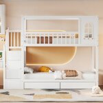 Lit enfant 90x200 cm avec tiroirs de rangement lit 1 personne avec échelle de sécurité lit superposé ... Lit enfant 90x200 cm avec tiroirs de rangement lit 1 personne avec échelle de sécurité lit superposé ...