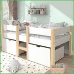 Lit pour enfant avec tiroir &amp barri�re de s�curit� - pin massif 90x190 cm - blanc &amp ch�ne