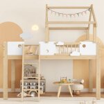 Lit enfant - tkopy - lit cabane 90x200cm avec protection anti - chute et barrières - lit mezzanine avec ... Lit enfant - tkopy - lit cabane 90x200cm avec protection anti - chute et barrières - lit mezzanine avec ...