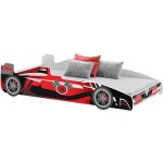 Lit enfant voiture formule 1 rouge 160 x 80cm + sommier + matelas