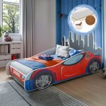 Lit enfant voiture spider 160x80 cm ? lit auto + sommier + matelas en mousse - coco avec housse aloe ...