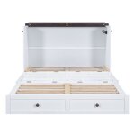 Lit escamotable 140x200 blanc avec tiroirs tagre prises usb / courant mobile et convertible sans matelas ...