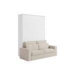 Lit escamotable 160 x 200 cm - ouverture verticale manuelle - blanc + canap� - beganio
